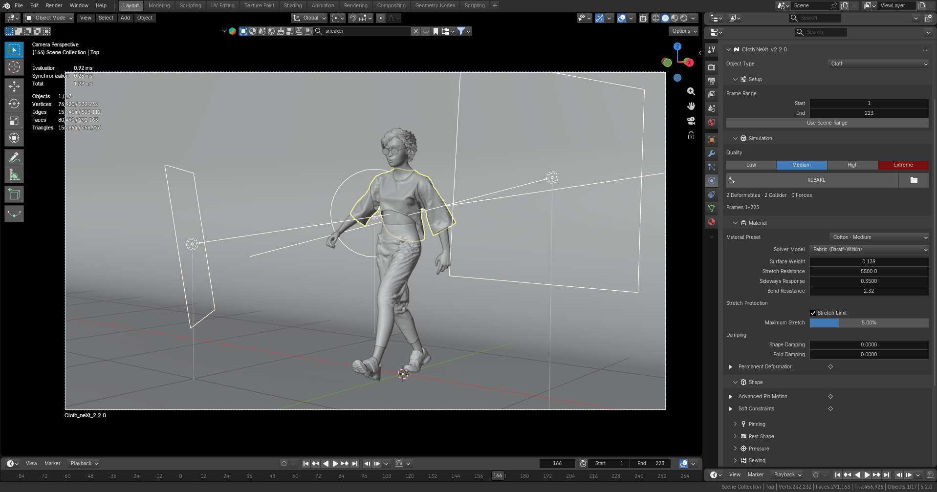 Cloth NeXt workflow inside Blender